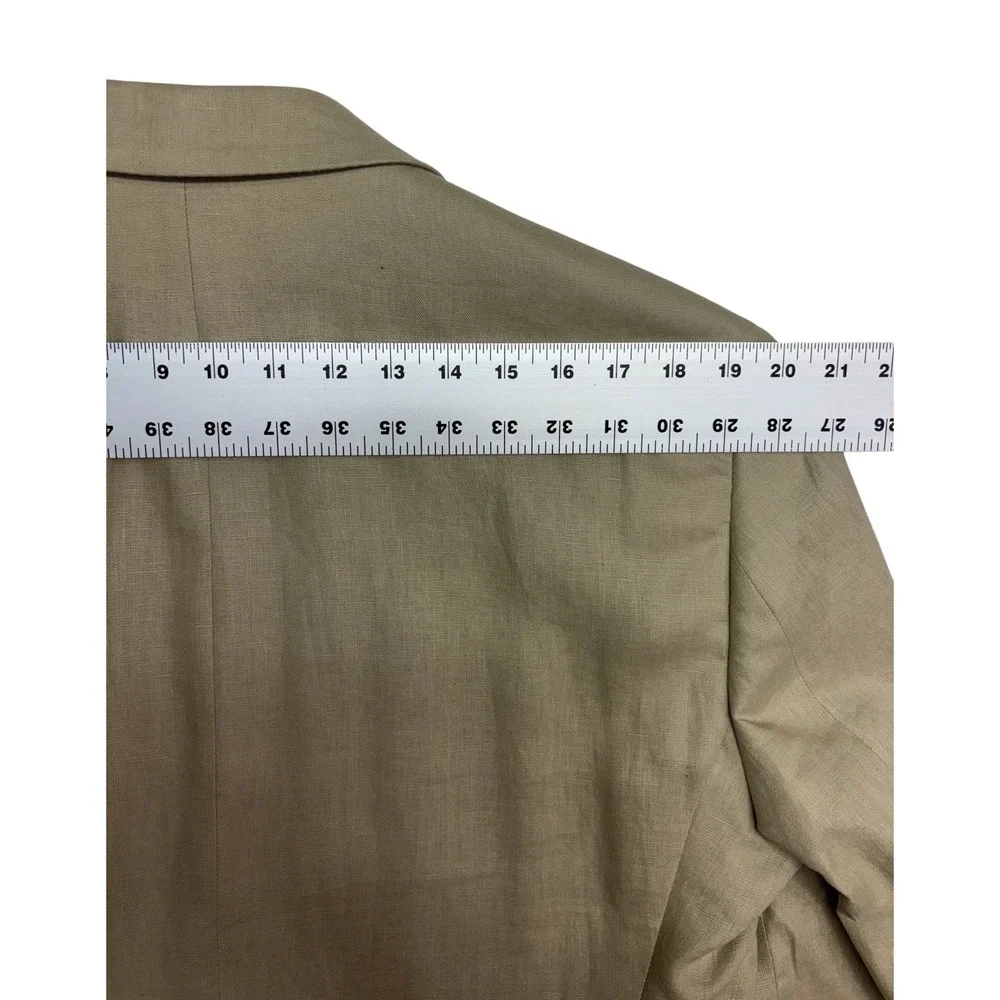 Calvin Klein 42L 34x36 Tan 2pc Pant Suit 100% Linen Lightweight Flat Front Mens